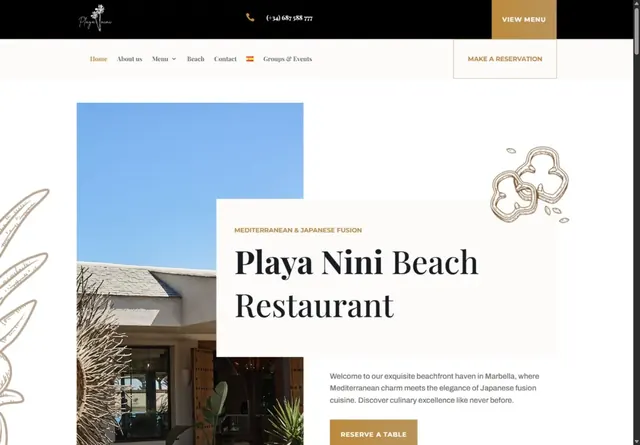 Captura real de la web de Playa Nini Marbella