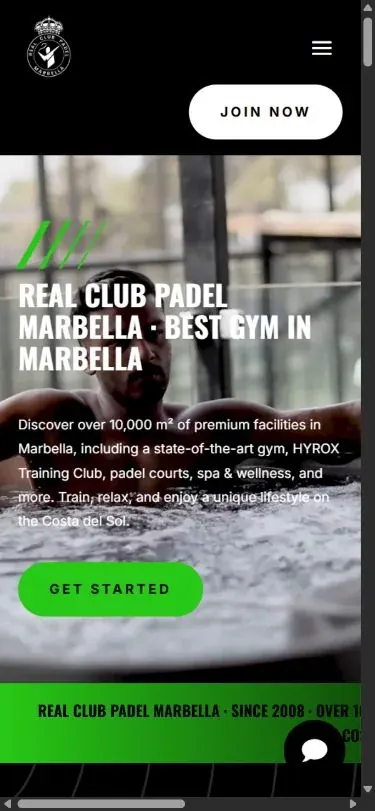 Web móvil de Real Club Pádel Marbella
