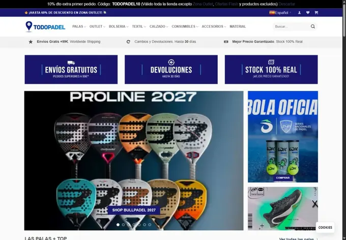 Tienda online Todopadel con productos de pádel